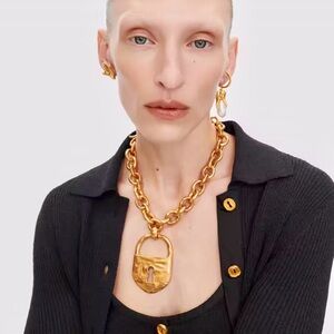 Schiaparelli Style Padlock Pendant Necklace